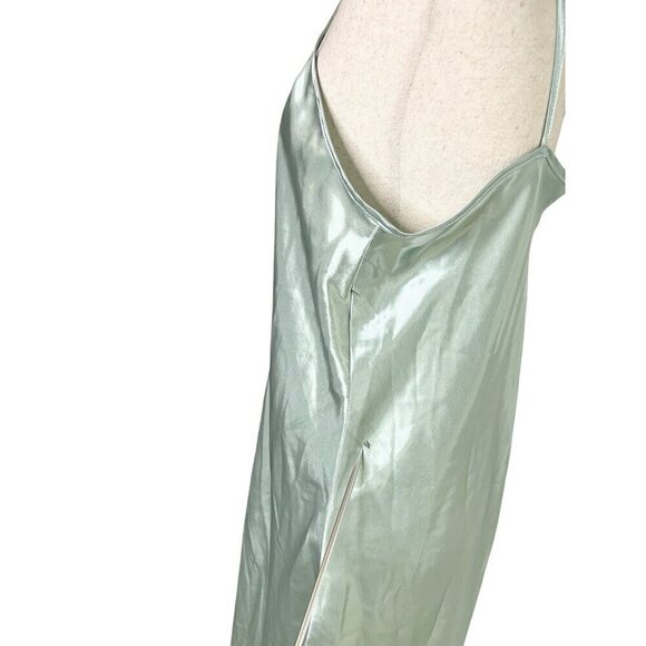 Vtg Lace Midi Fairy Slip Dress Lingerie Lace Sissy Teal Large Satin Whimsical - Picture 12 of 12